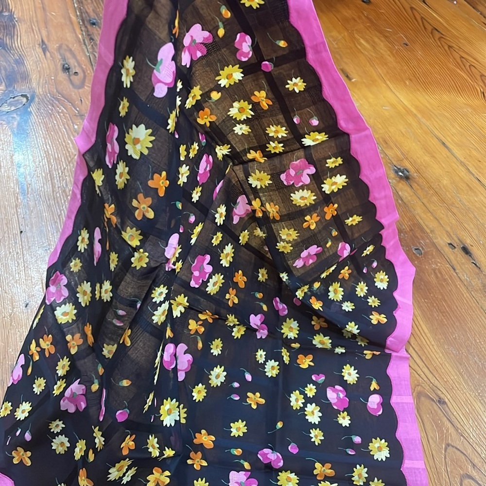 Yves Saint Laurent YSL Floral Handkerchief Small Scarf cotton Authentic vintage - Picture 7 of 8